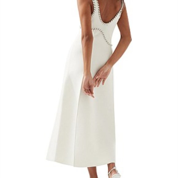 Aje Carve Abstract Knit Midi Dress - Ivory White NWT - Size M (US 6) - Picture 2 of 10